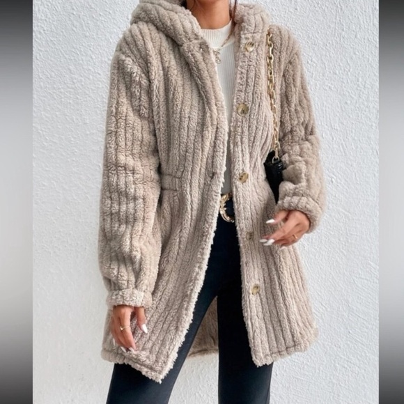 Luxe cozy belted teddy coat jacket - Picture 6 of 6